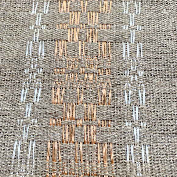 Set of 6 Woven Cocktail Napkins Doilies Tan Peach White Unfinished Fringed Edge - Picture 6 of 6